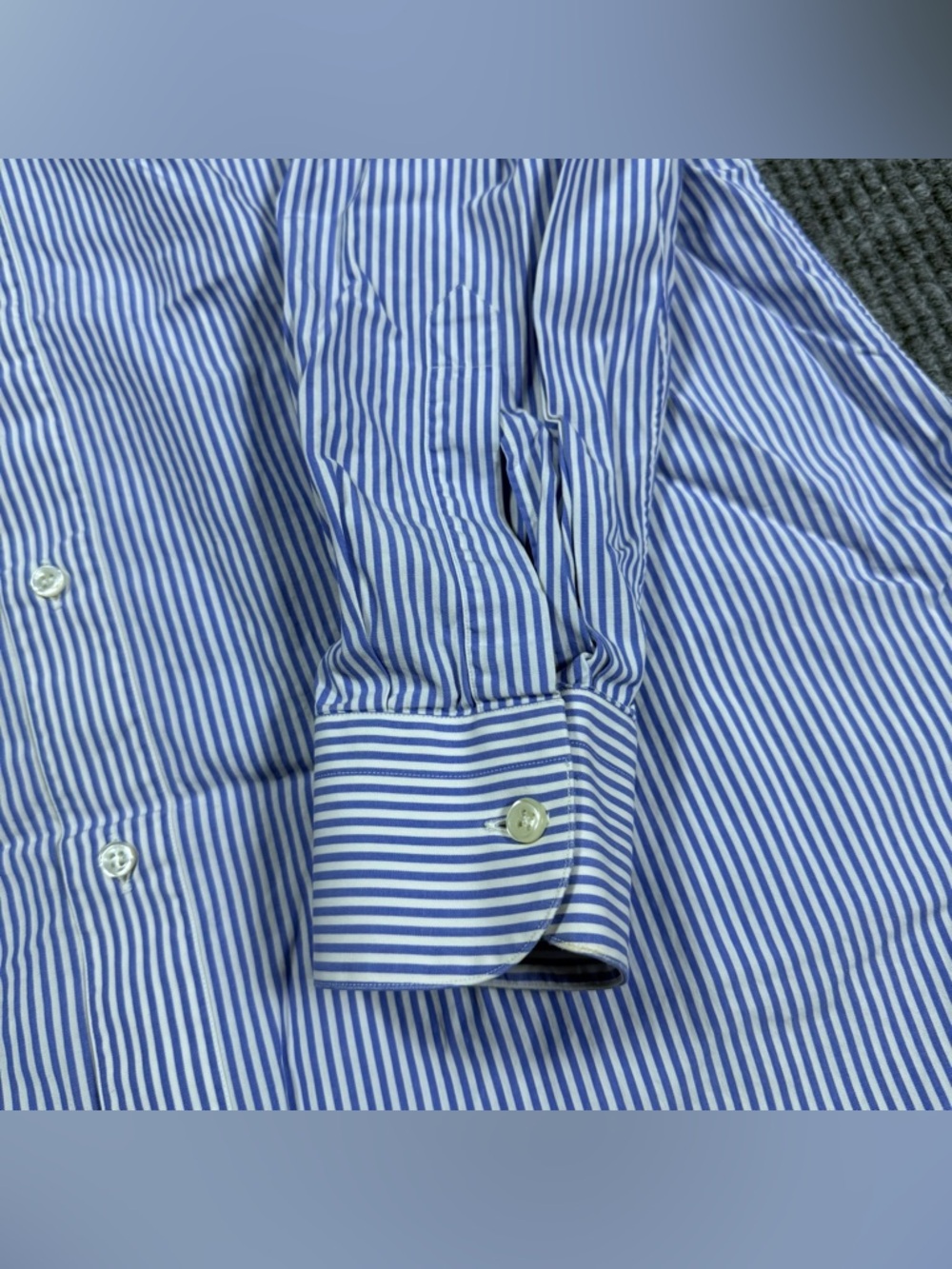 Brioni Dress Shirt Mens 17 / 43 Striped Blue Button Up Cotton Made in Italy - Picture 6 of 10